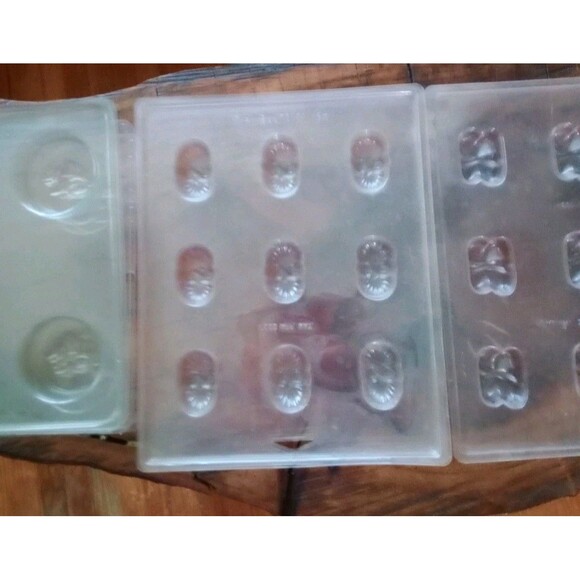 11 Piece Lot Of Clear Plastic Molds For Candy Crafts Soap GUC - Picture 2 of 5